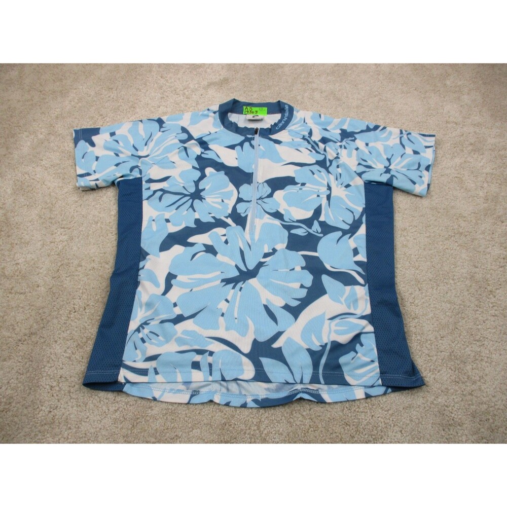Cannondale Cycling Jersey Womens Extra Large XL Blue White Floral Zip Bike USA *